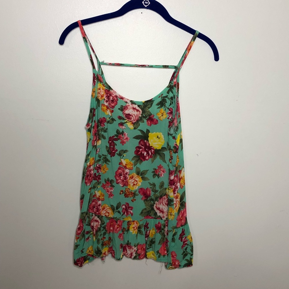 Crepas colorful floral spaghetti strap top